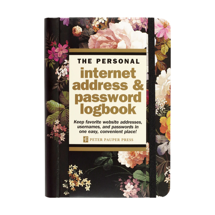 Peter Pauper Press - Internet Address & Password Logbook - Midnight Floral