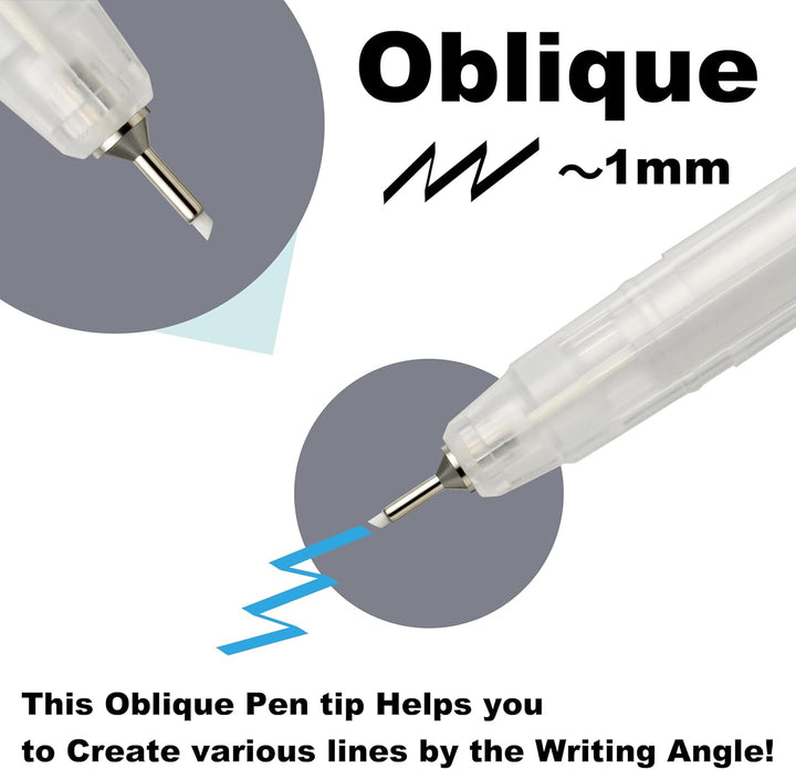 Kuretake - Karappo-Pen 5-Piece Set - Oblique Tip