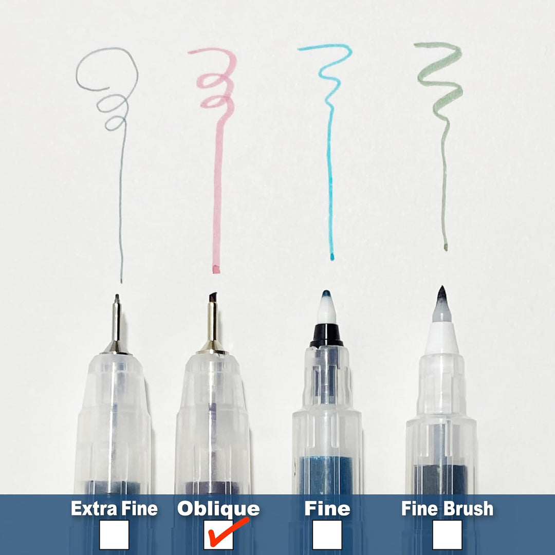 Kuretake - Karappo-Pen 5-Piece Set - Oblique Tip