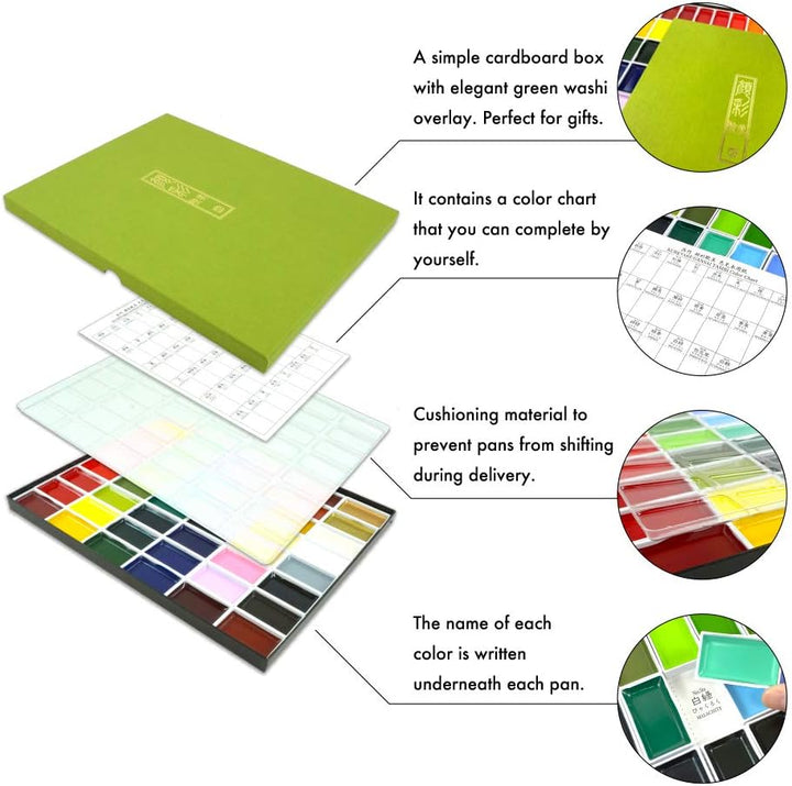 KURETAKE - Gansai Tambi Water-based Pigment Paint - 48 Colour Set