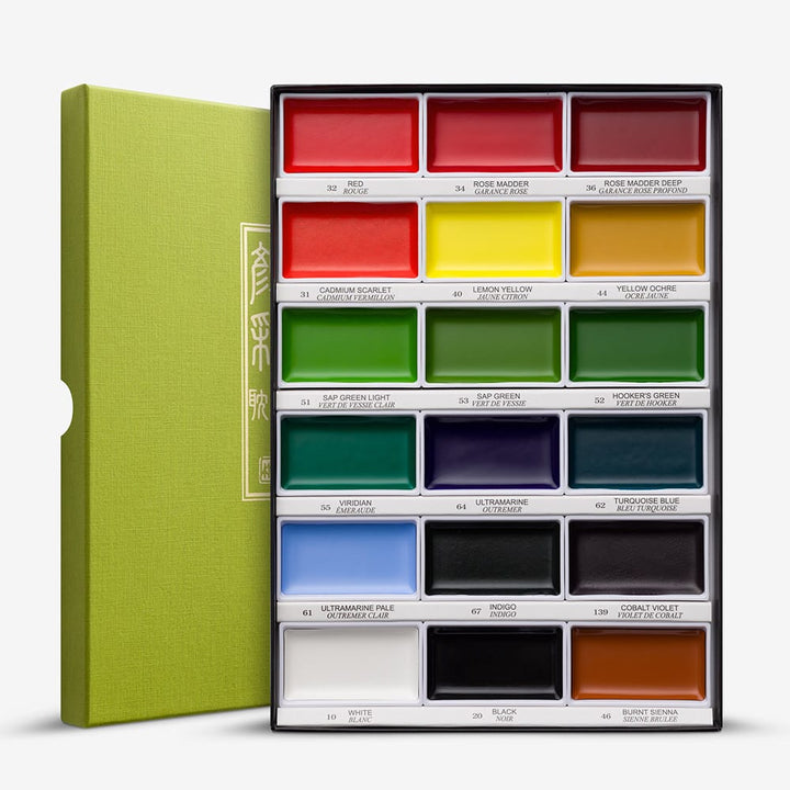 KURETAKE - Gansai Tambi Water-based Pigment Paint - 18 Colour Set