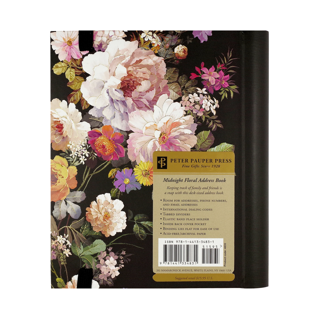 Peter Pauper Press - Large Address Book - Midnight Floral