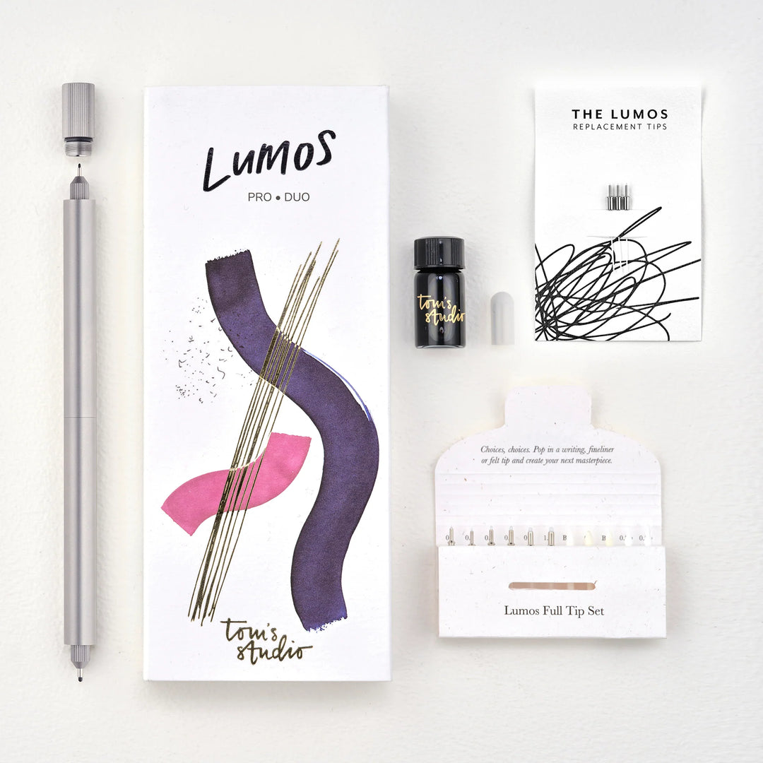 Tom's Studio - Infinitely Refillable Creative Pen - Lumos Pro - Brass (Duo Tip)