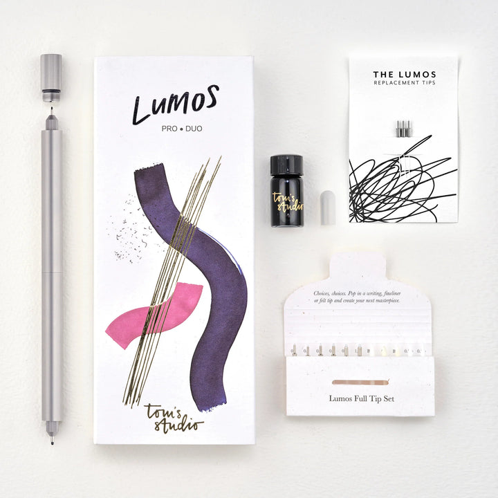 Tom's Studio - Infinitely Refillable Creative Pen - Lumos Pro - Brass (Duo Tip)