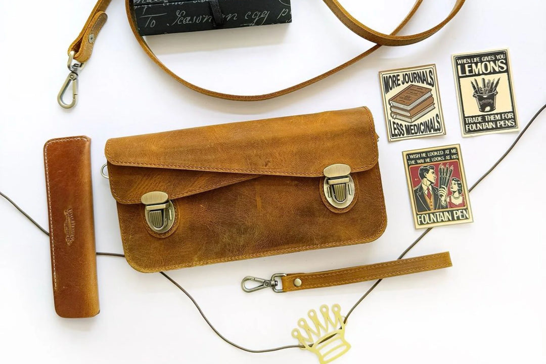 Galen Leather - Leather Accordion Pouch / Bag - C. H. Brown