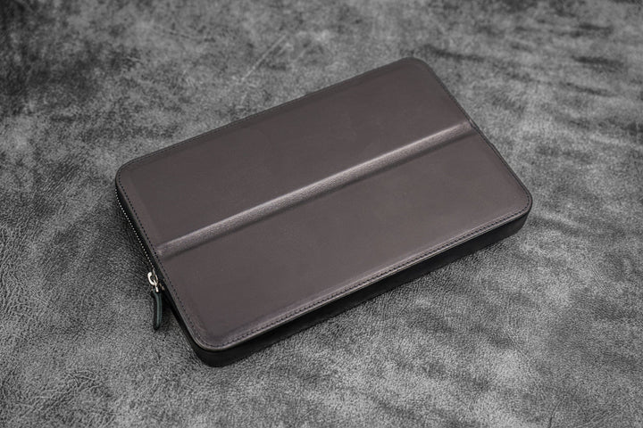 Galen Leather - Zippered Magnum Opus 12 Slots Hard Pen Case with Removable Pen Tray - Black