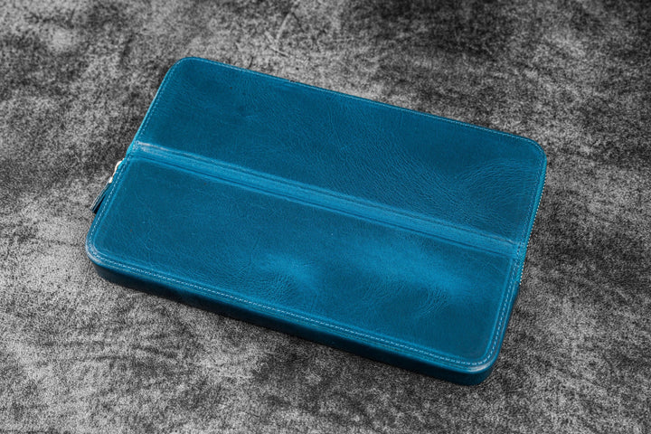Galen Leather - Zippered Magnum Opus 12 Slots Hard Pen Case with Removable Pen Tray - C. H. Ocean Blue