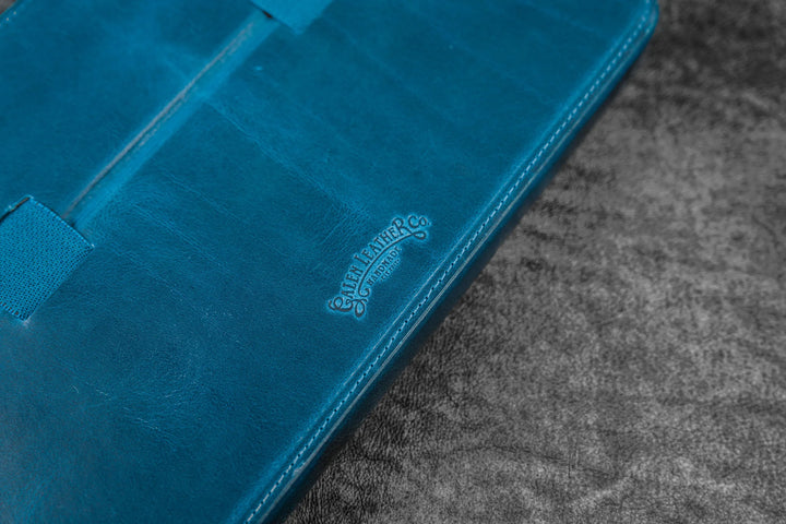 Galen Leather - Zippered Magnum Opus 12 Slots Hard Pen Case with Removable Pen Tray - C. H. Ocean Blue