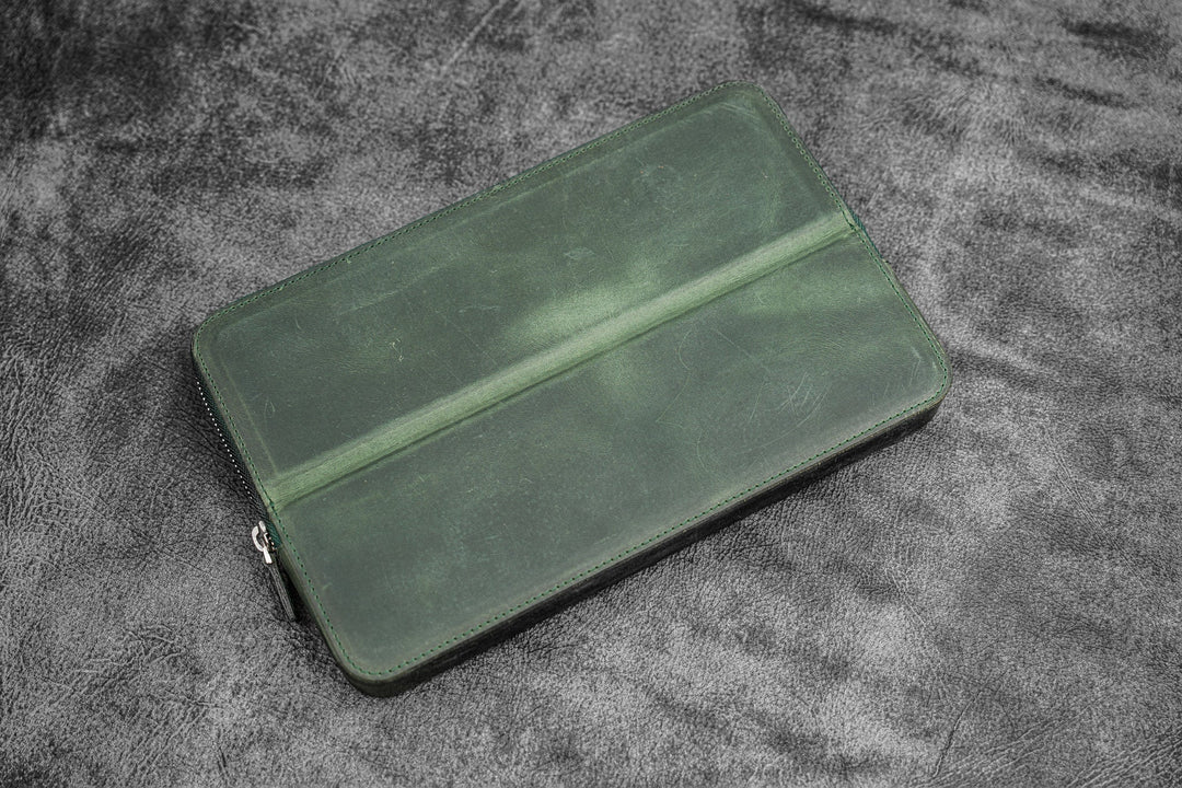 Galen Leather - Zippered Magnum Opus 12 Slots Hard Pen Case with Removable Pen Tray - C. H. Forest Green