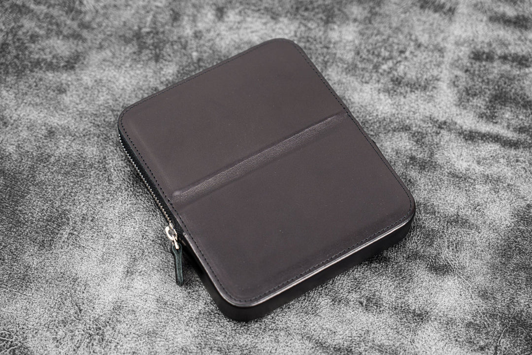 Galen Leather - Zippered Magnum Opus 6 Slots Hard Pen Case - Removable Tray - Black