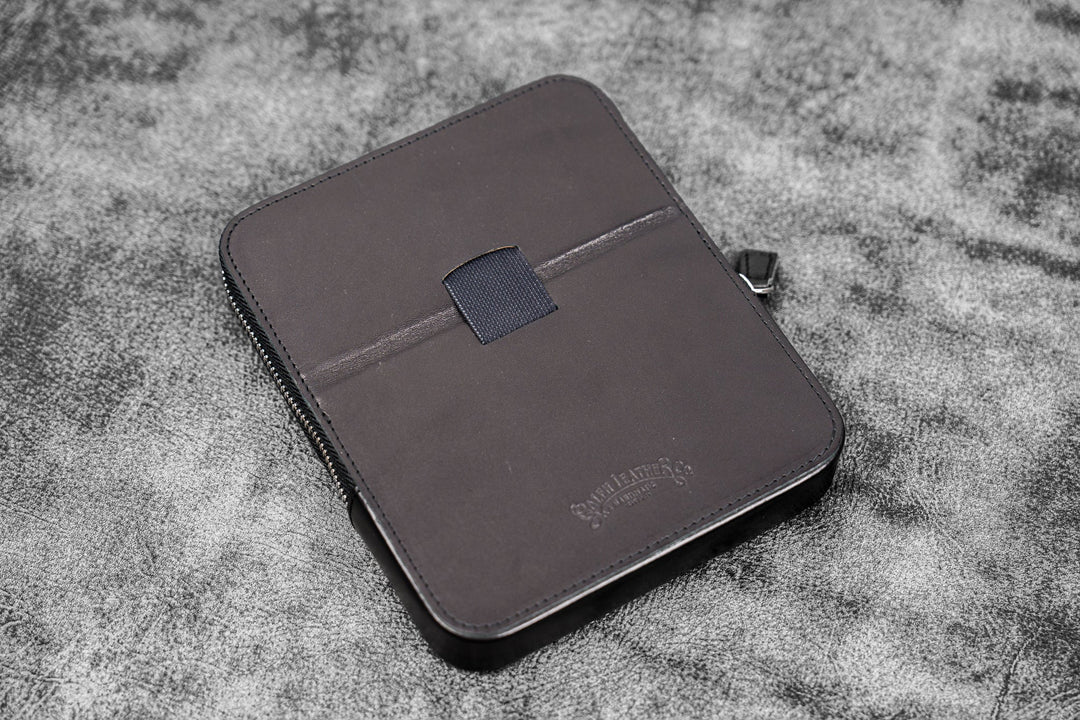 Galen Leather - Zippered Magnum Opus 6 Slots Hard Pen Case - Removable Tray - Black