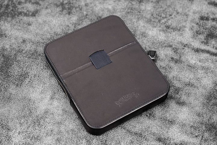 Galen Leather - Zippered Magnum Opus 6 Slots Hard Pen Case - Removable Tray - Black