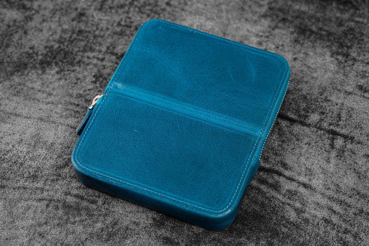 Galen Leather - Zippered Magnum Opus 6 Slots Hard Pen Case - Removable Tray - C. H. Ocean Blue