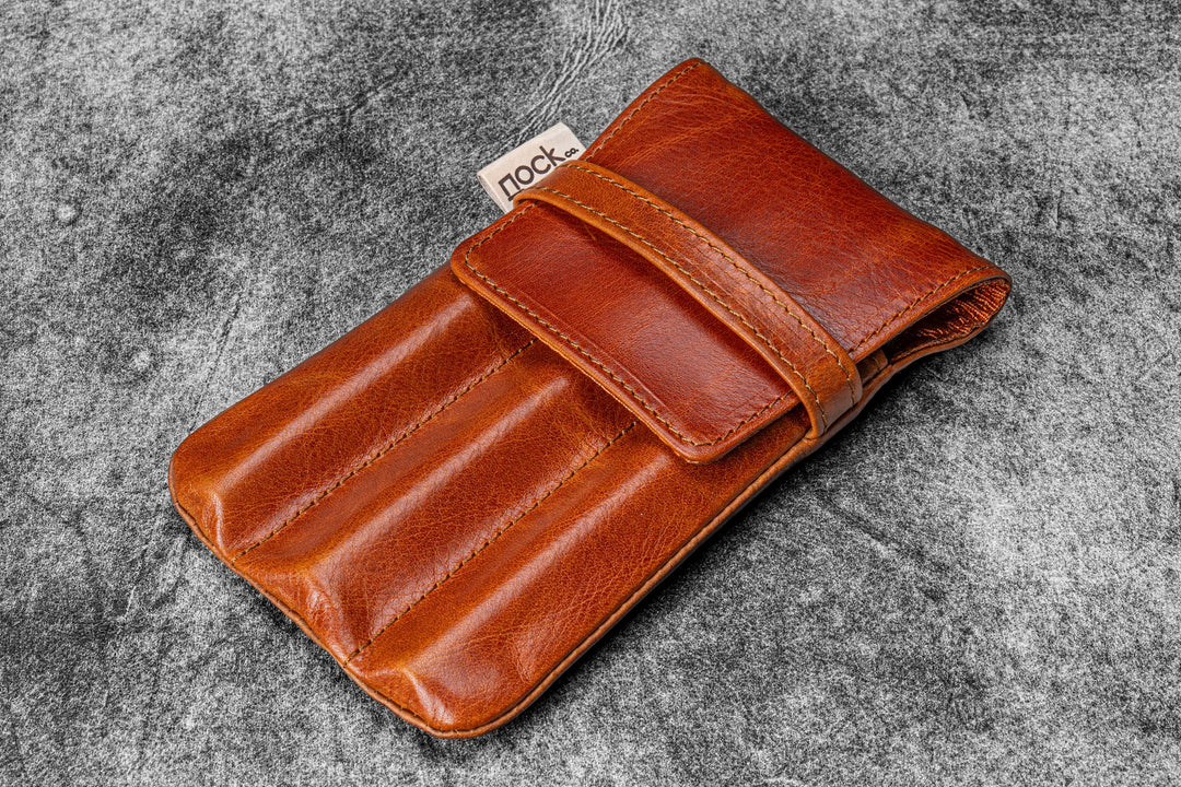 Galen Leather - Legacy Collection - Nock Co Leather - Lookout Pen Case - Deep Cognac