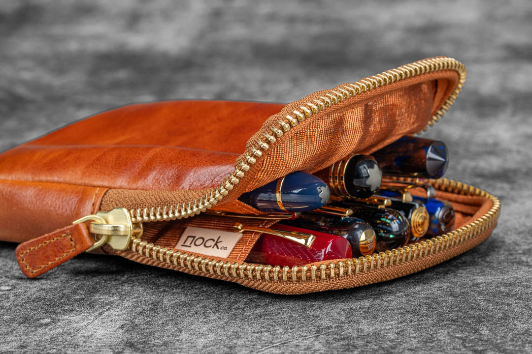 Galen Leather - Legacy Collection - Nock Co Leather - Sinclair Pen Case - Deep Cognac