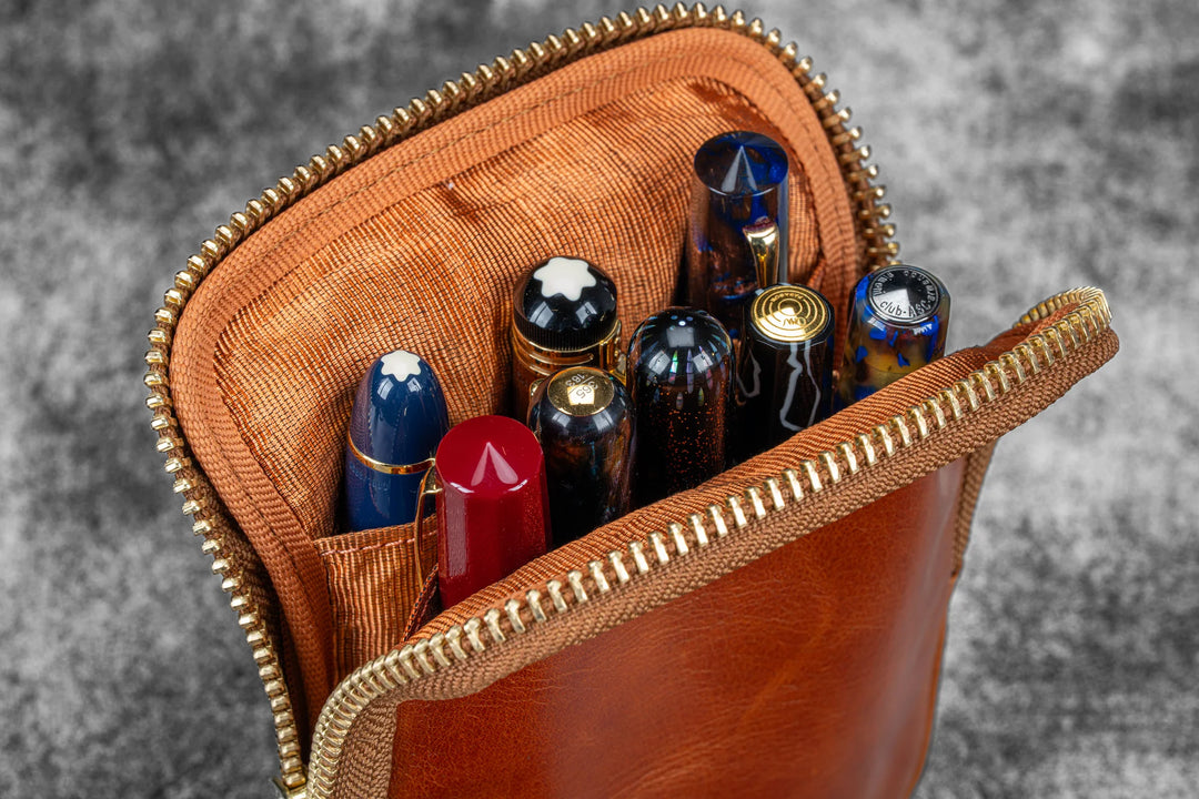 Galen Leather - Legacy Collection - Nock Co Leather - Sinclair Pen Case - Deep Cognac