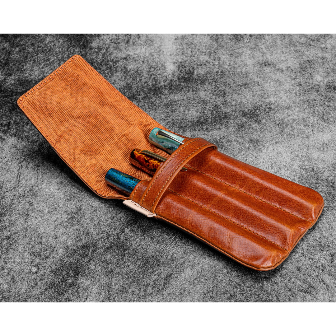 Galen Leather - Legacy Collection - Nock Co Leather - Lookout Pen Case - Deep Cognac