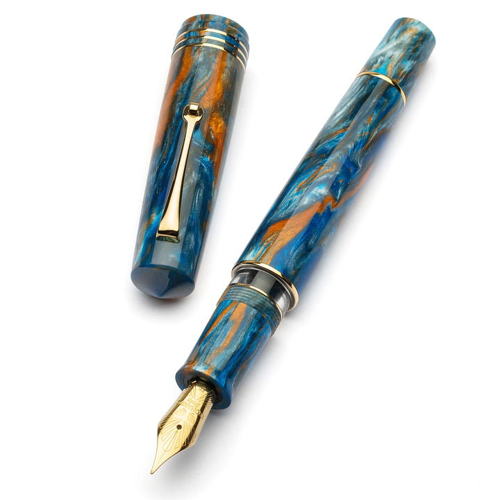 Leonardo Pen - Momento Zero Grande 2.0 Fountain Pen Exclusive Edition - Ocean Sunrise (Gold Trim/Steel Nib)