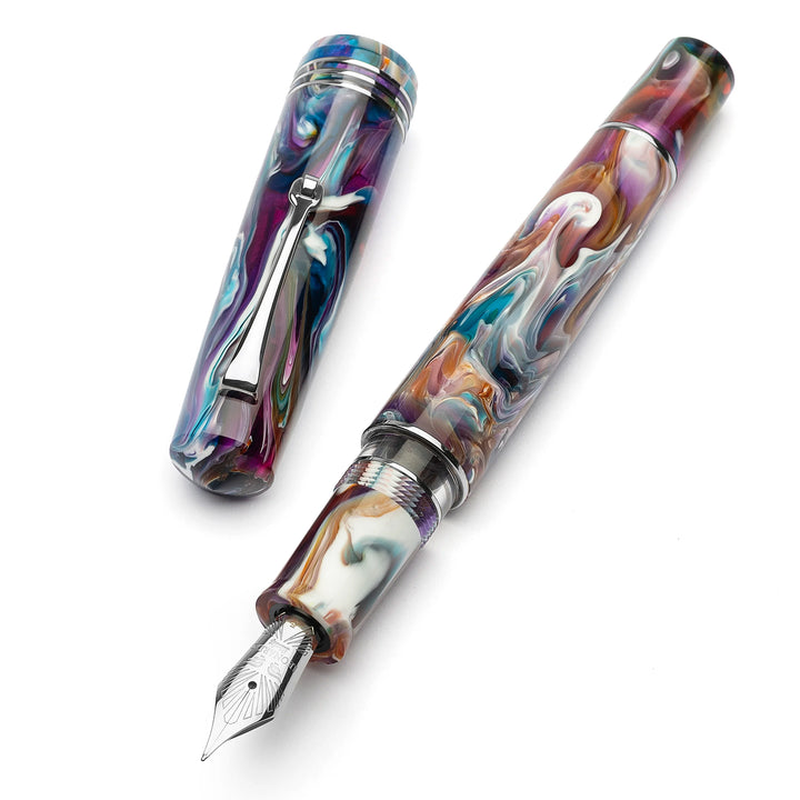 Leonardo Pen - Momento Zero Grande 2.0 Fountain Pen Exclusive Edition - Primary Manipulation Vesuvius (Silver Trims/Steel Nib)