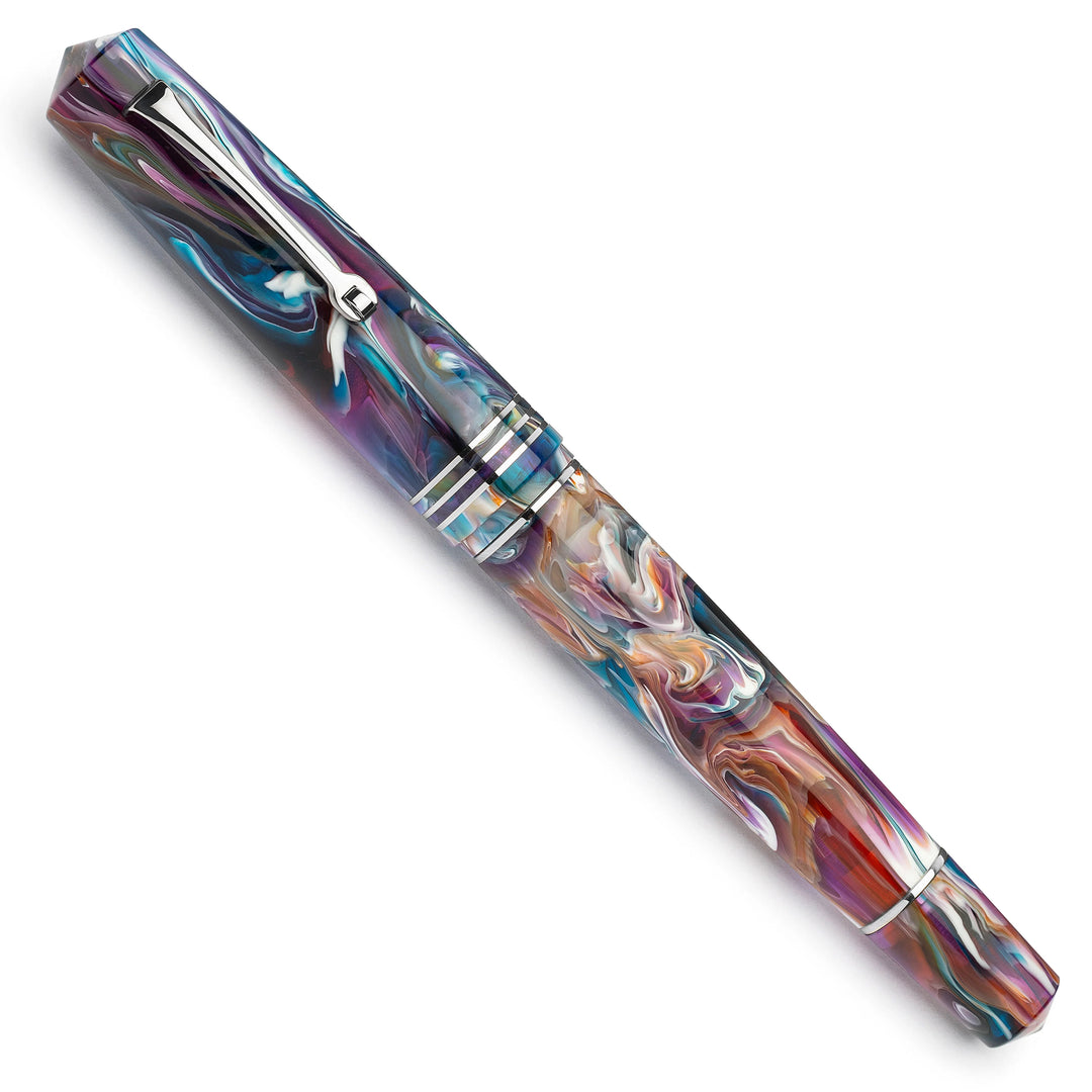 Leonardo Pen - Momento Zero Grande 2.0 Fountain Pen Exclusive Edition - Primary Manipulation Vesuvius (Silver Trims/Steel Nib)