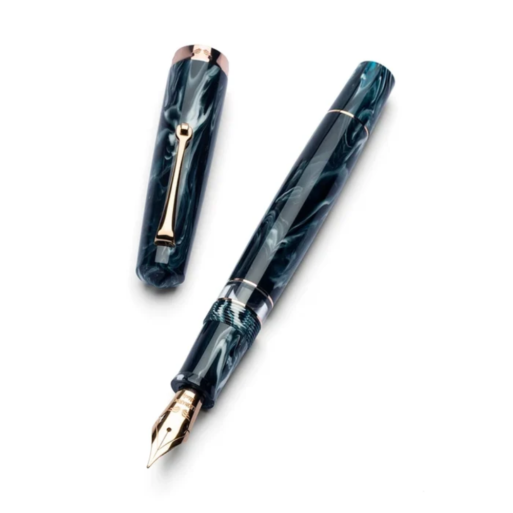 Leonardo Pen - Momento Magico Limited Edition Fountain Pen - Arctic Blast with Rose Gold Trim