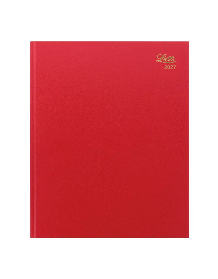 Letts of London - 2027 A5 Standard Quarto Day to a Page Planner- English - Red