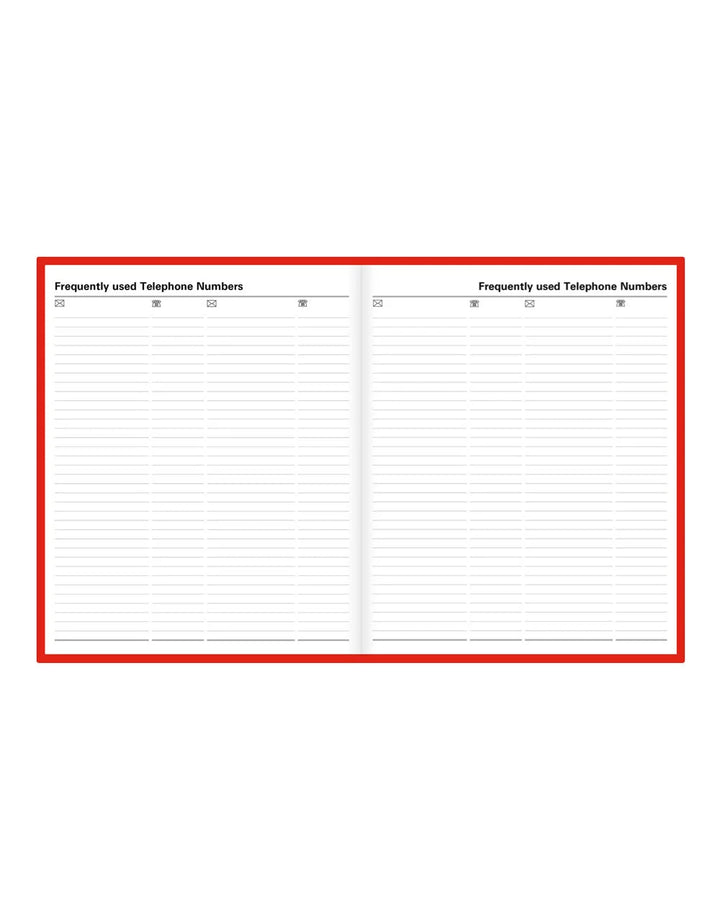 Letts of London - 2027 A5 Standard Quarto Day to a Page Planner- English - Red