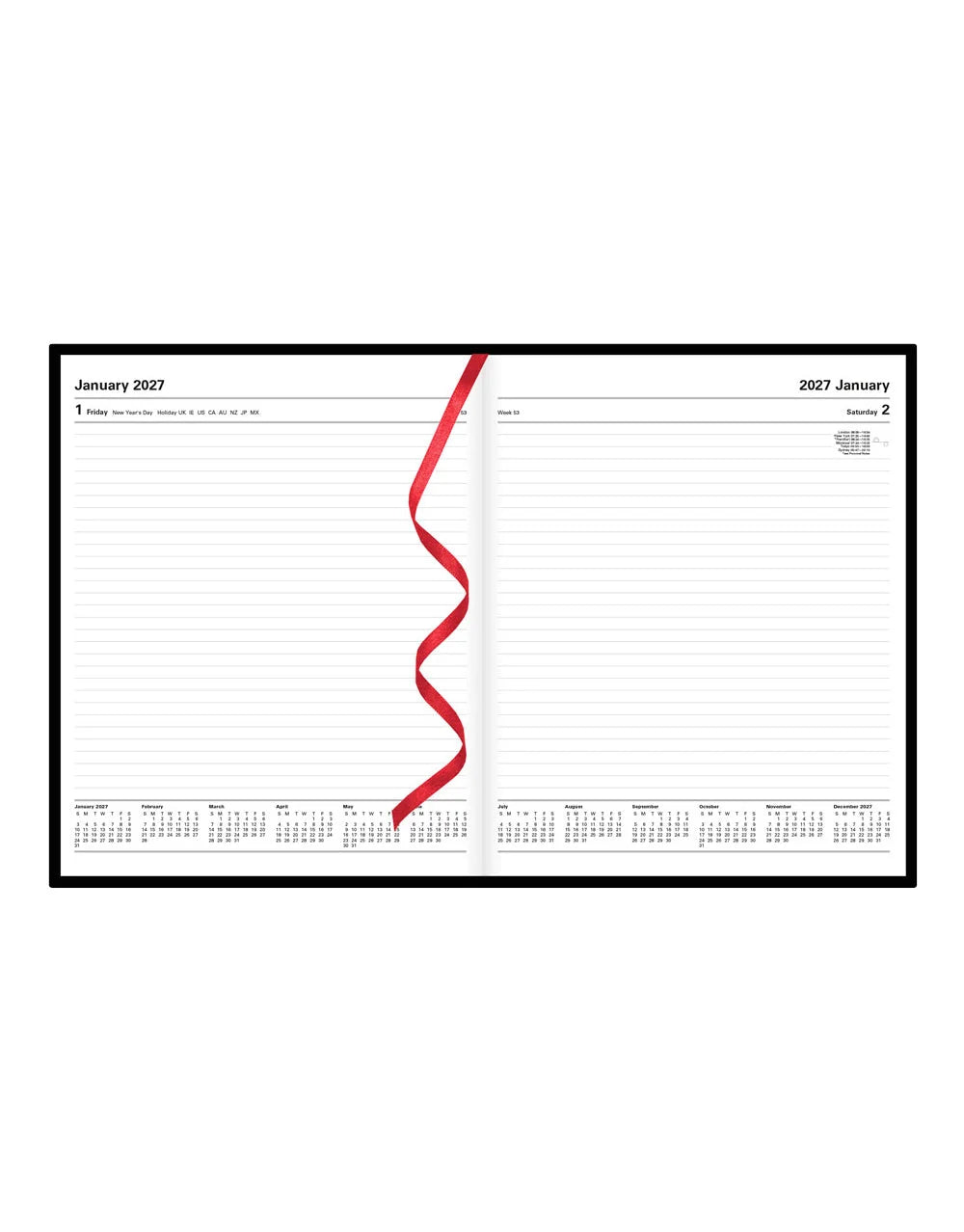 Letts of London - 2027 A5 Standard Quarto Day to a Page Planner- English - Black