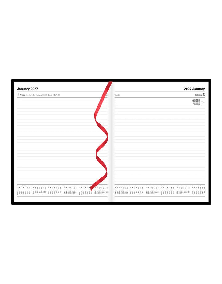 Letts of London - 2027 A5 Standard Quarto Day to a Page Planner- English - Black