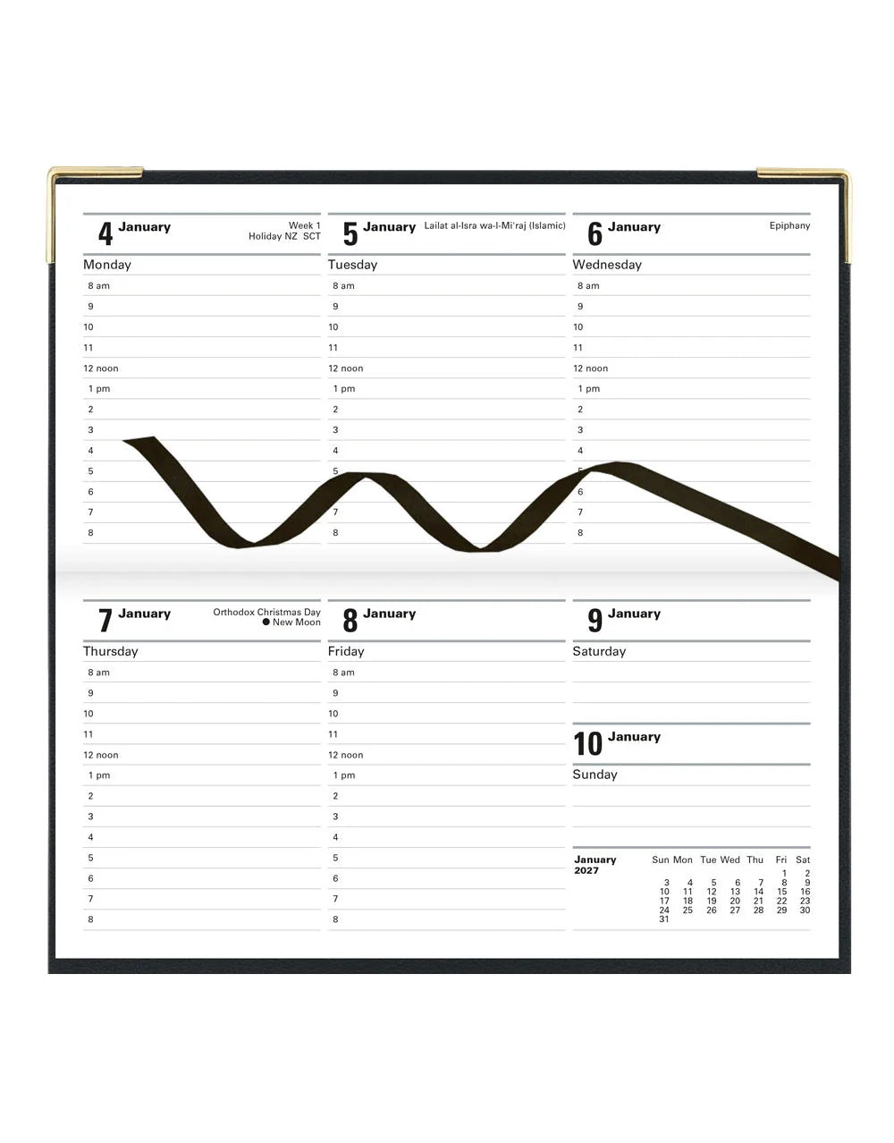 Letts of London - 2027 Classic Slim Landscape Week to View Planner with Appointments and Planners - English - Black