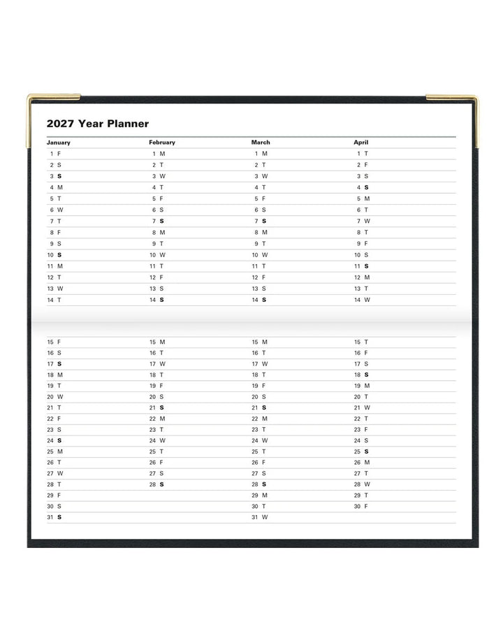 Letts of London - 2027 Classic Slim Landscape Week to View Planner with Appointments and Planners - English - Black