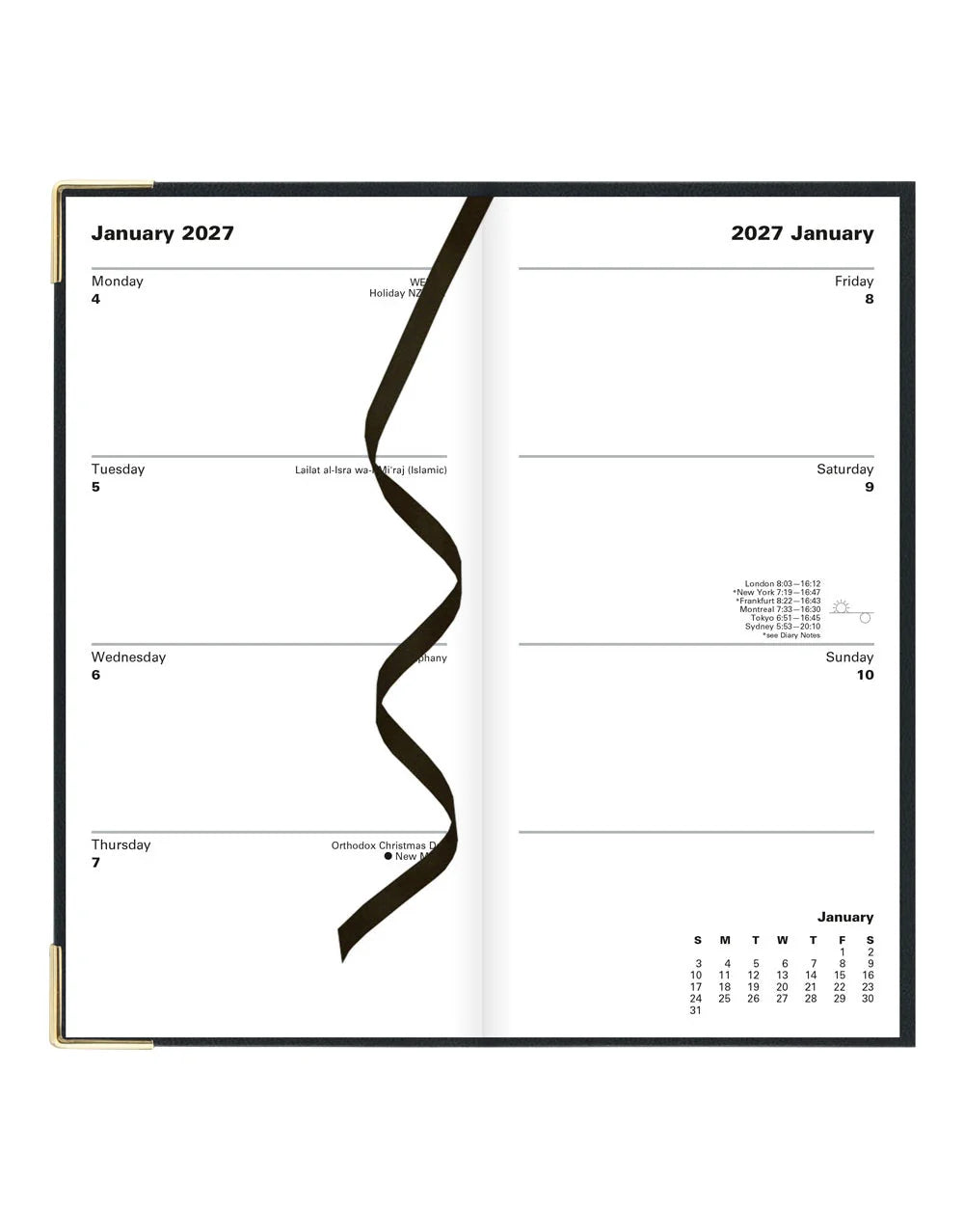 Letts of London - 2027 Classic Slim Week to View Planner with Monthly Planners - English - Black