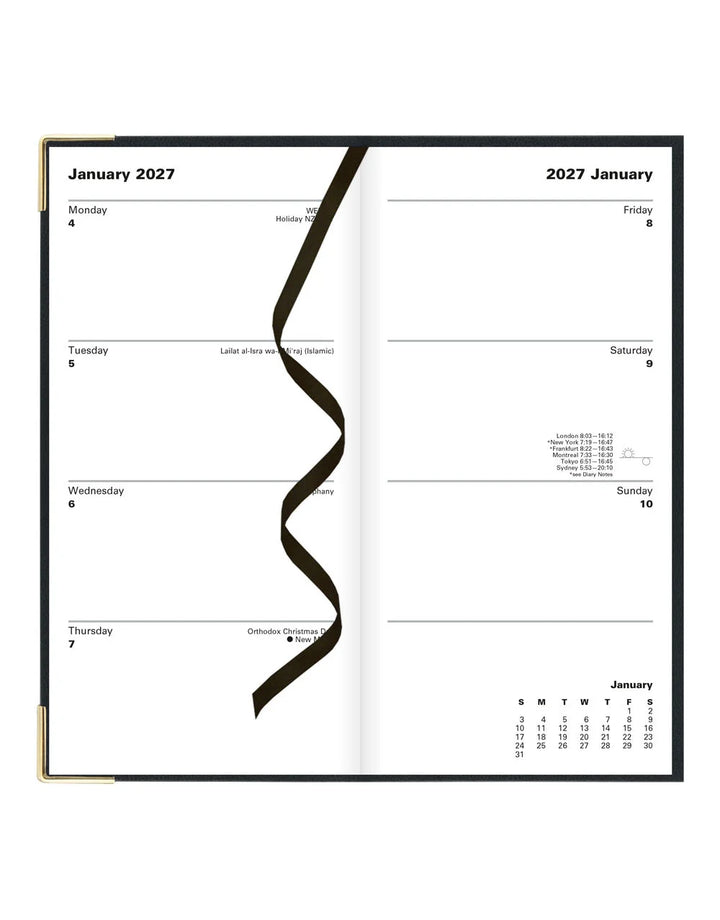 Letts of London - 2027 Classic Slim Week to View Planner with Monthly Planners - English - Black