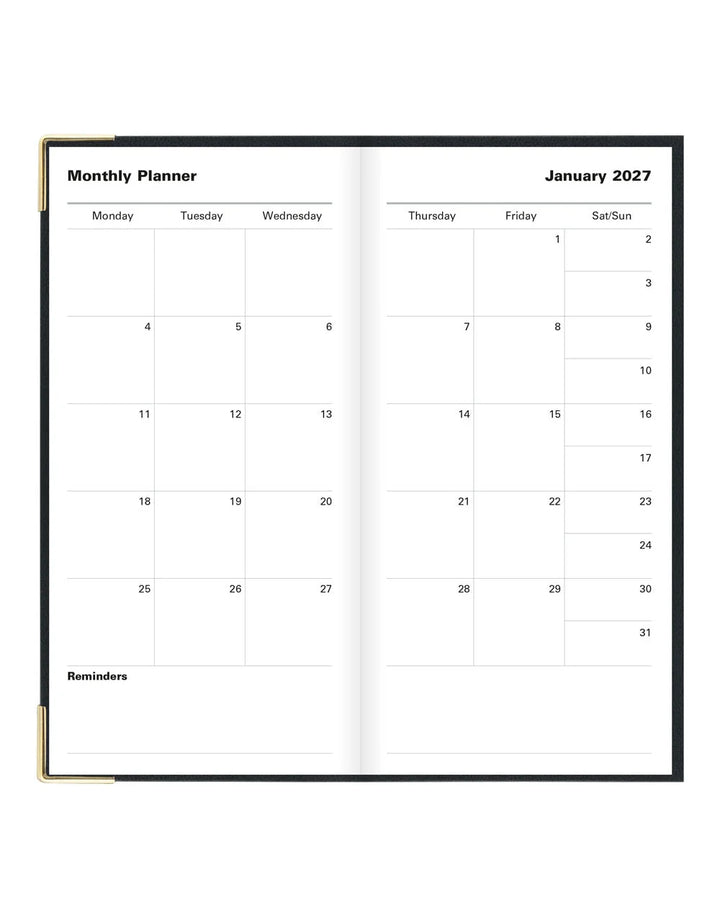 Letts of London - 2027 Classic Slim Week to View Planner with Monthly Planners - English - Black