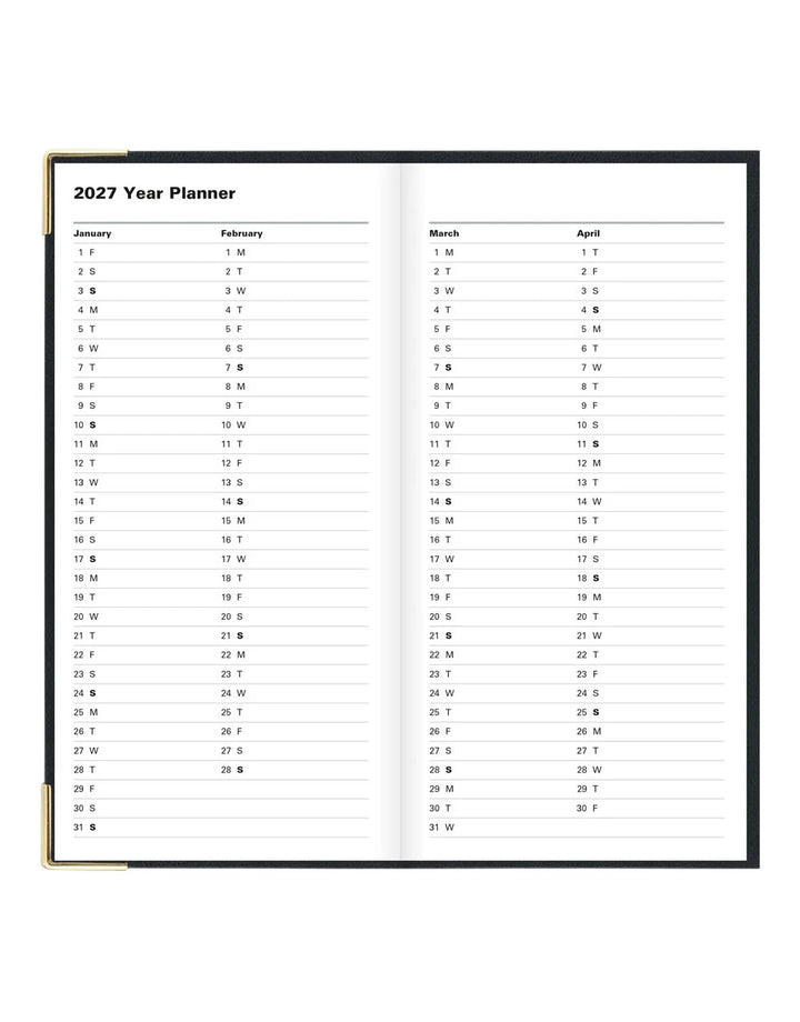 Letts of London - 2027 Classic Slim Week to View Planner with Monthly Planners - English - Black