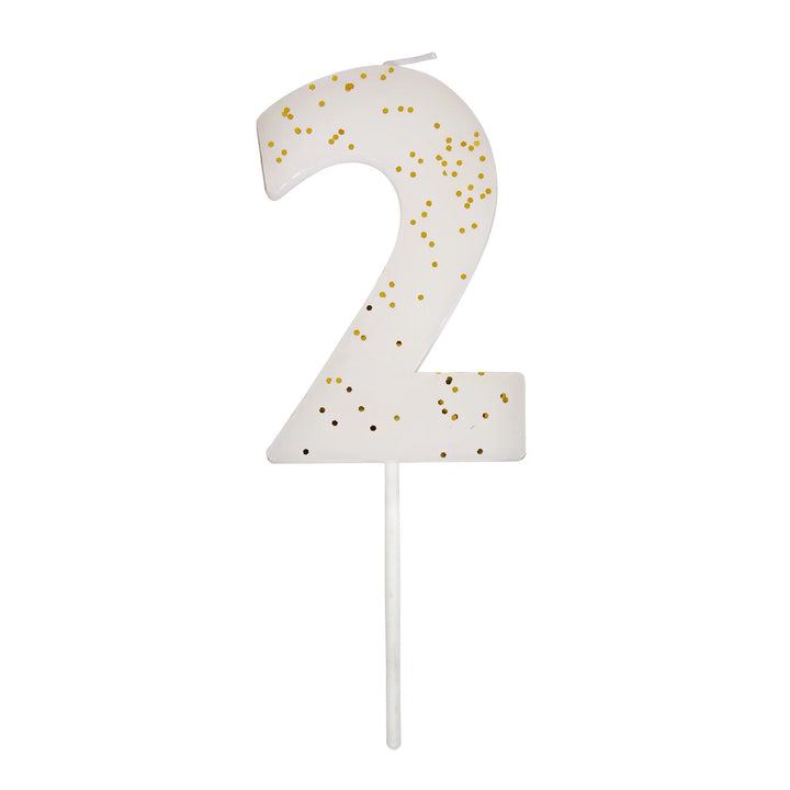 MERI MERI - Coloured Number "2" Candle - White