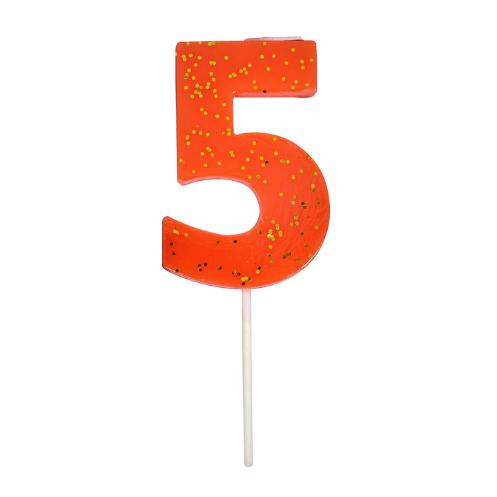 MERI MERI - Coloured Number "5" Candle - Orange