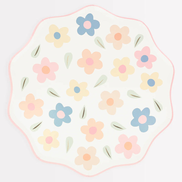 MERI MERI - Happy Flower Large Paper Plates Napkins - Pack of 8