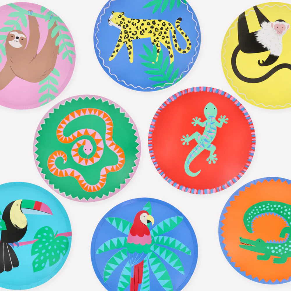 MERI MERI - JUNGLE ANIMAL SIDE PLATES 8 PCS