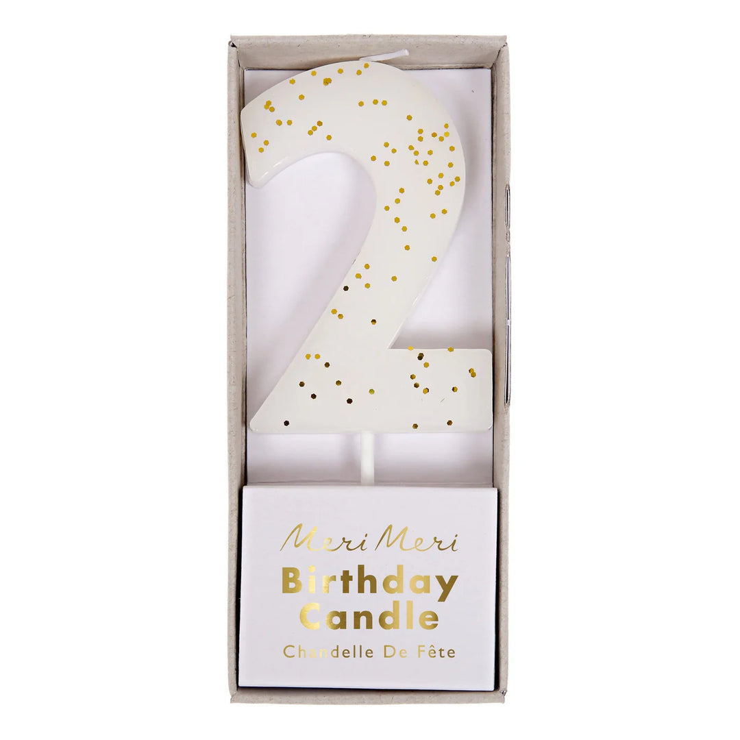 MERI MERI - Coloured Number "2" Candle - White