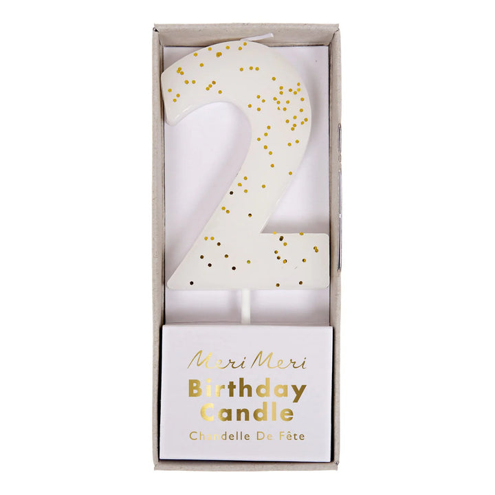 MERI MERI - Coloured Number "2" Candle - White