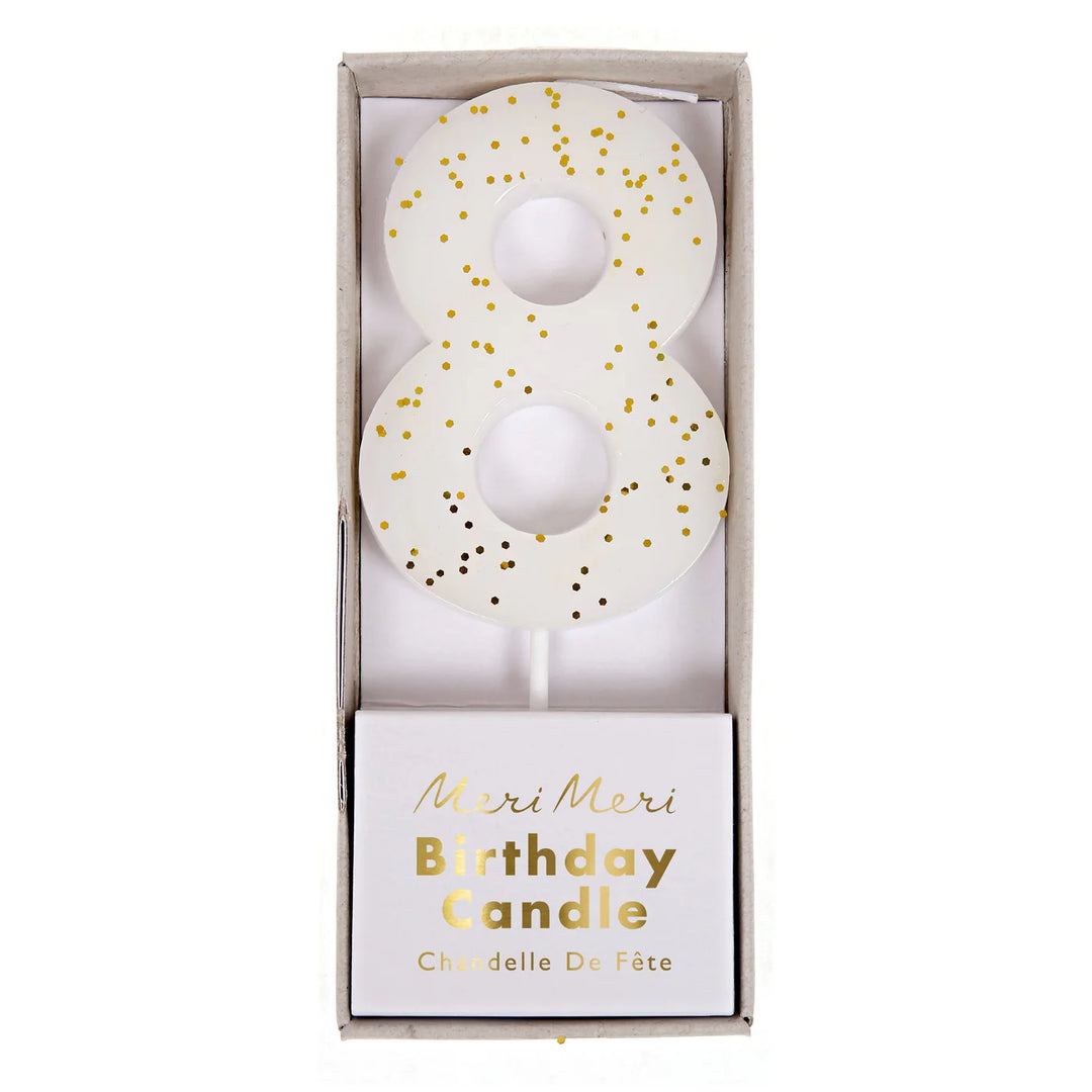 MERI MERI - Coloured Number "8" Candle - White