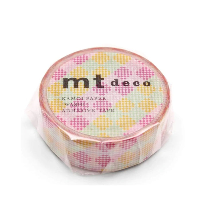 MT - Deco - Kamoi Paper Washi Tape - Checkers Stripe Pink