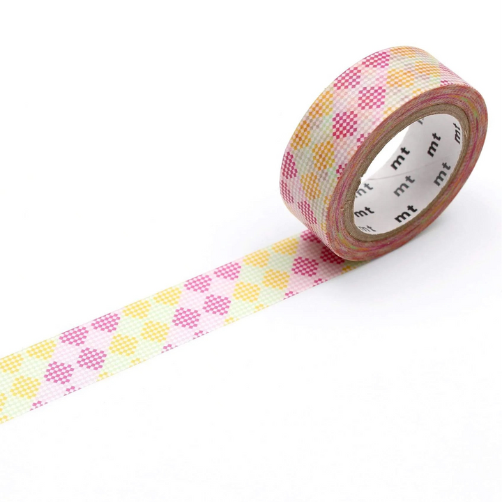 MT - Deco - Kamoi Paper Washi Tape - Checkers Stripe Pink