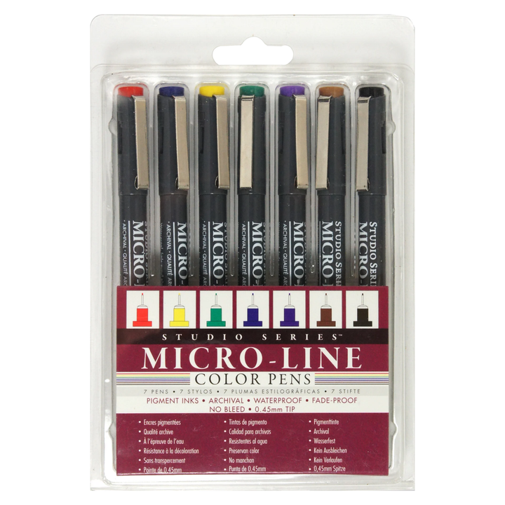 Peter Pauper Press - Studio Series - Color Micro-Line Pen Set (Set of 7)