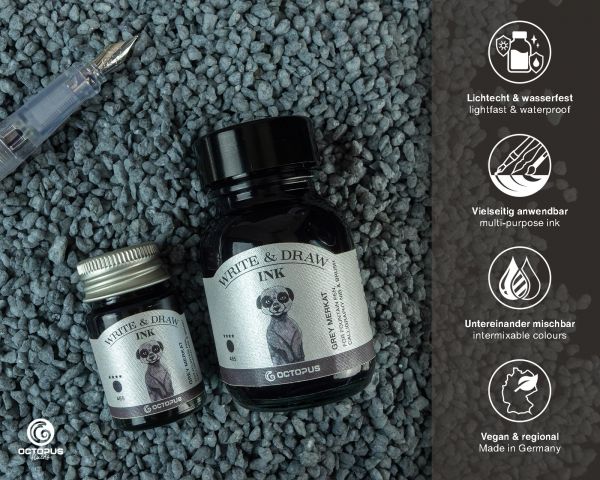 Octopus Fluids - Write & Draw Ink 50ml - 465 Grey Merkat