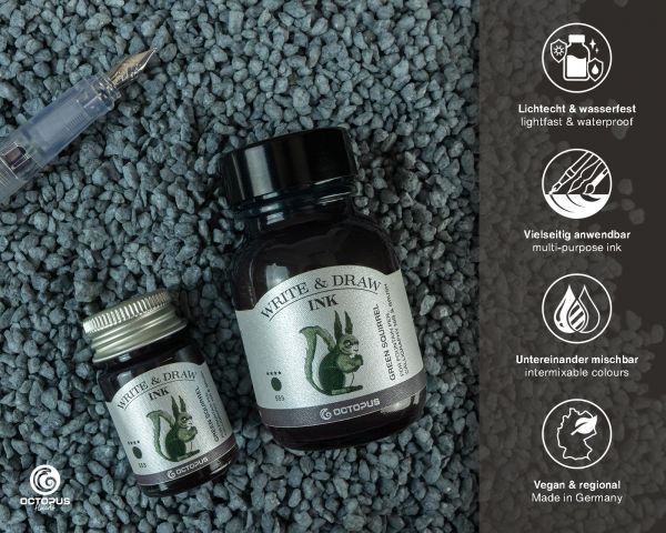 Octopus Fluids - Write & Draw Ink 50ml - 553 Green Squirrel