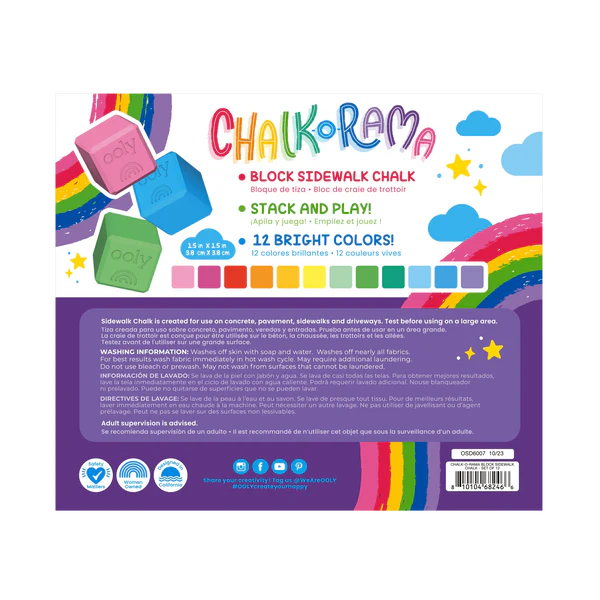 Ooly - Chalk-O-Rama - Block Sidewalk Chalk - Set of 12