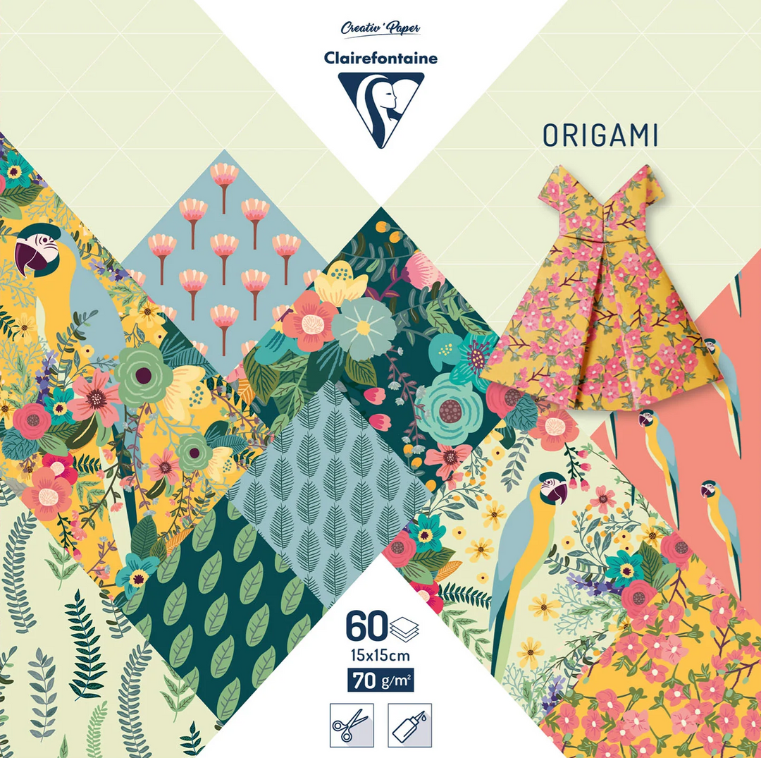 CLAIREFONTAINE - Origami Paper - 15x15 cm 70 g/m² (60 Sheets) | Kiribati