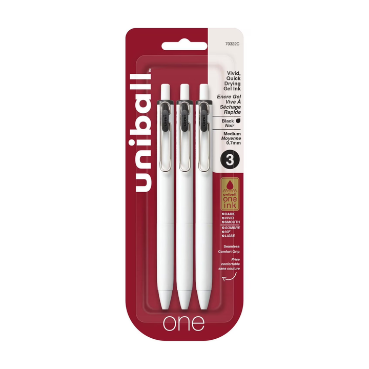 UNIBALL - ONE Retractable Gel Ink Pen 0.7mm (Pack of 3)